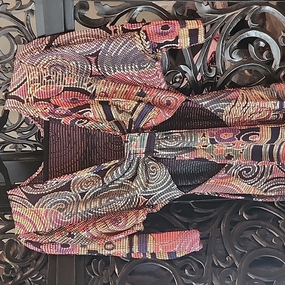 🔥Janine of London Metallic Mosaic + Gold Dress Sz Small Made in Italy 🇮🇹 - Picture 12 of 16